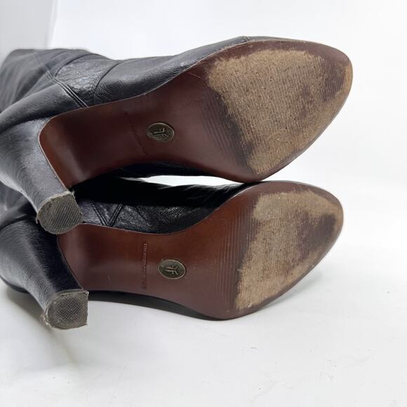 FRYE 'Ava' Dark Brown Snakeskin Textured Leather Heeled Boots - Picture 8 of 10